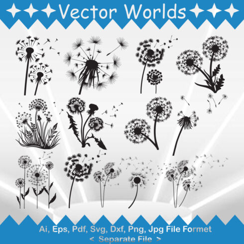 A pack of enchanting images of dandelion silhouettes
