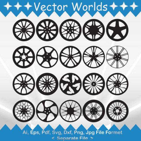 Collection of beautiful vector images of car wheels.