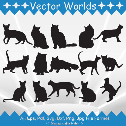 A selection of amazing vector images of cats silhouettes.