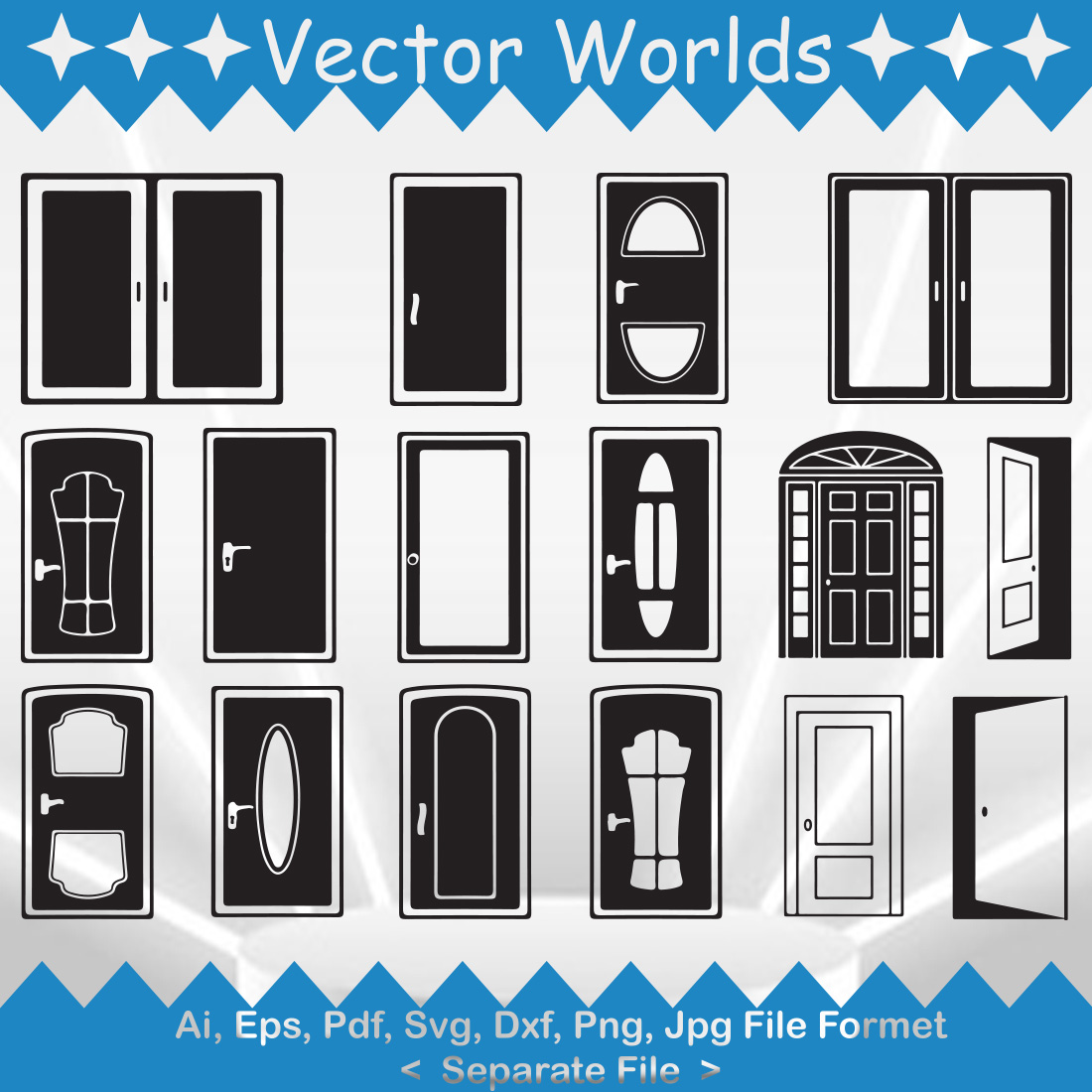 A set of unique door silhouette images