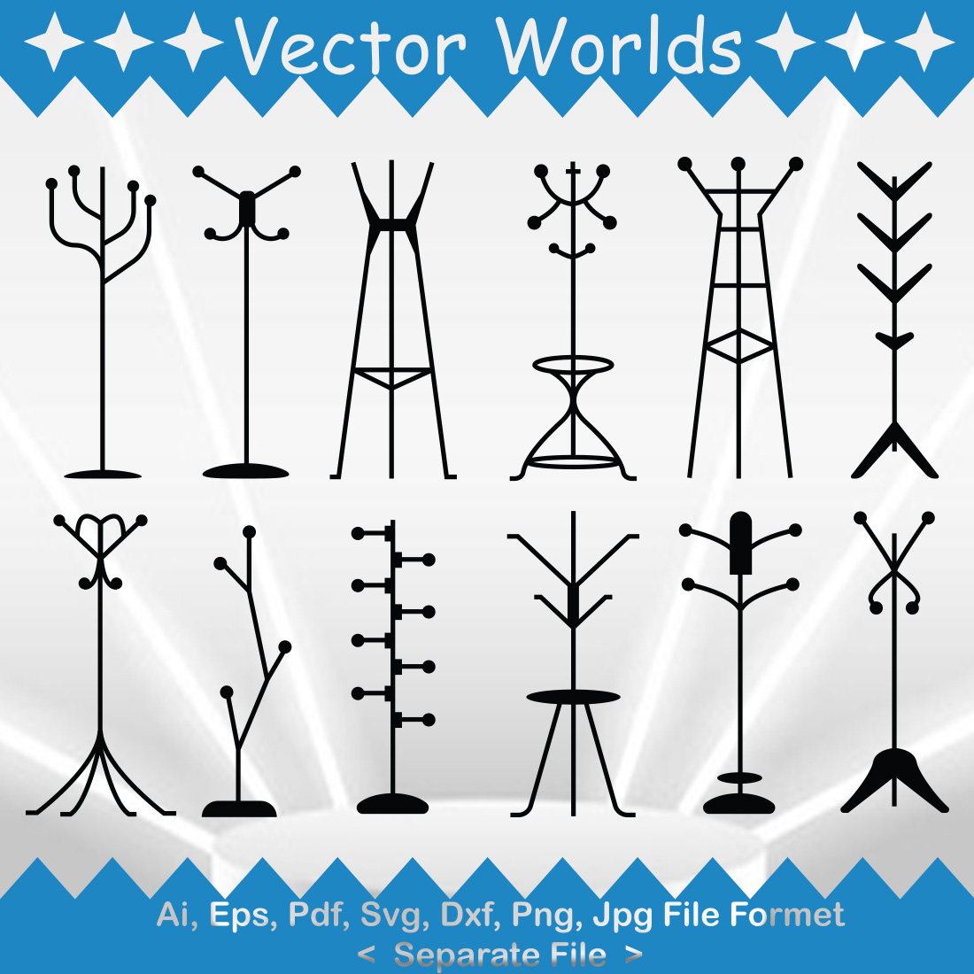Collection of amazing vector image silhouettes of coat stand