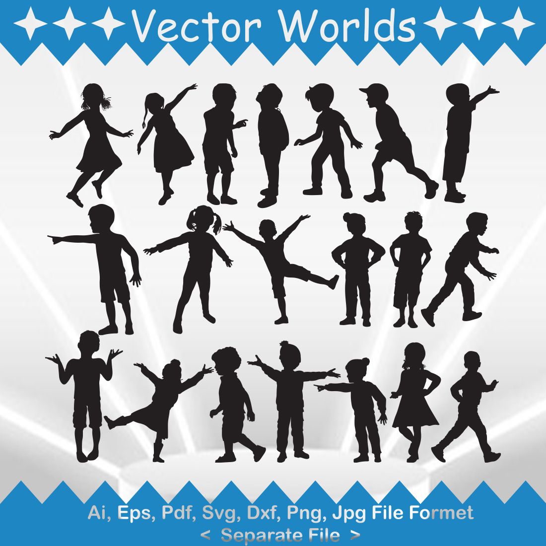 Set of adorable vector images of baby silhouette.