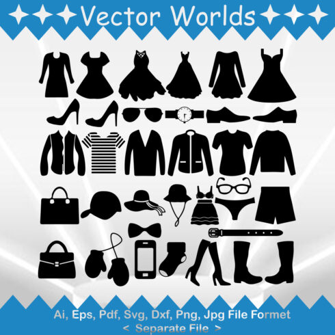 Set of beautiful vector images of clothes silhouettes