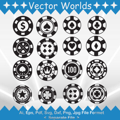 A selection of amazing vector images of casino chips.