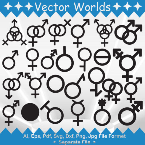 Pack of wonderful images of silhouettes of gender symbols