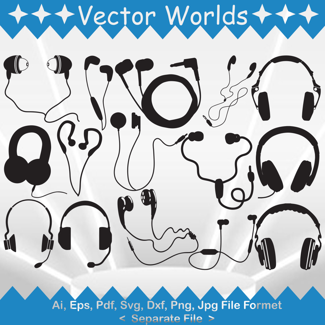 A pack of wonderful images of earphones silhouettes