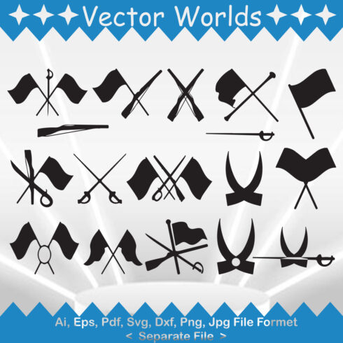 Collection of gorgeous vector image silhouettes of color guard symbols