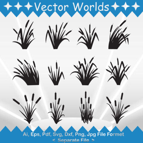 Set of adorable vector image cattail.