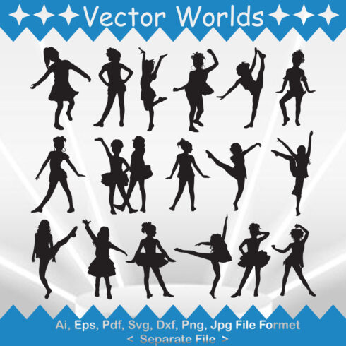 Collection of amazing vector image of a silhouette of a dancing child.