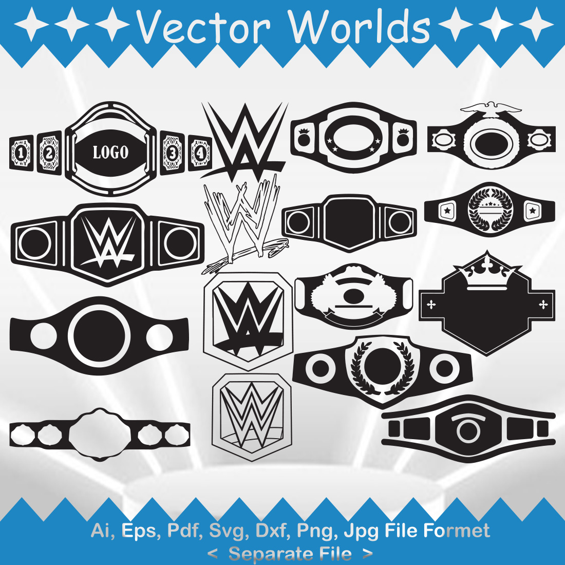 Collection of beautiful champion belt vector images.