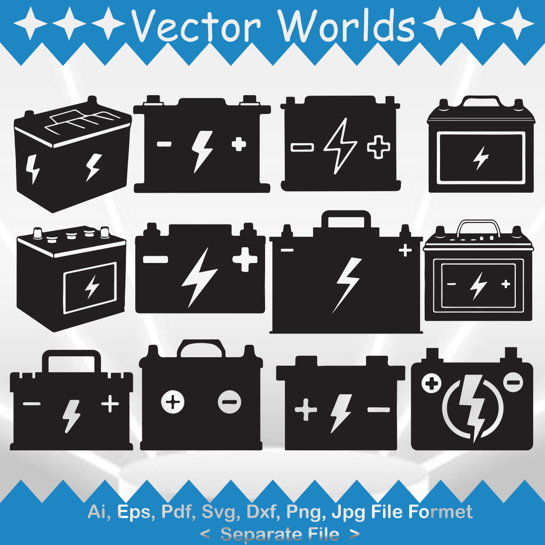 Pack of amazing car battery vector images.