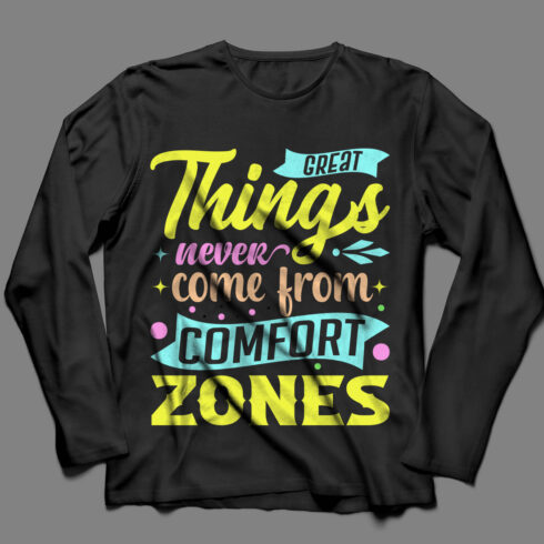 Great Things Typography T-Shirt Design cover image.