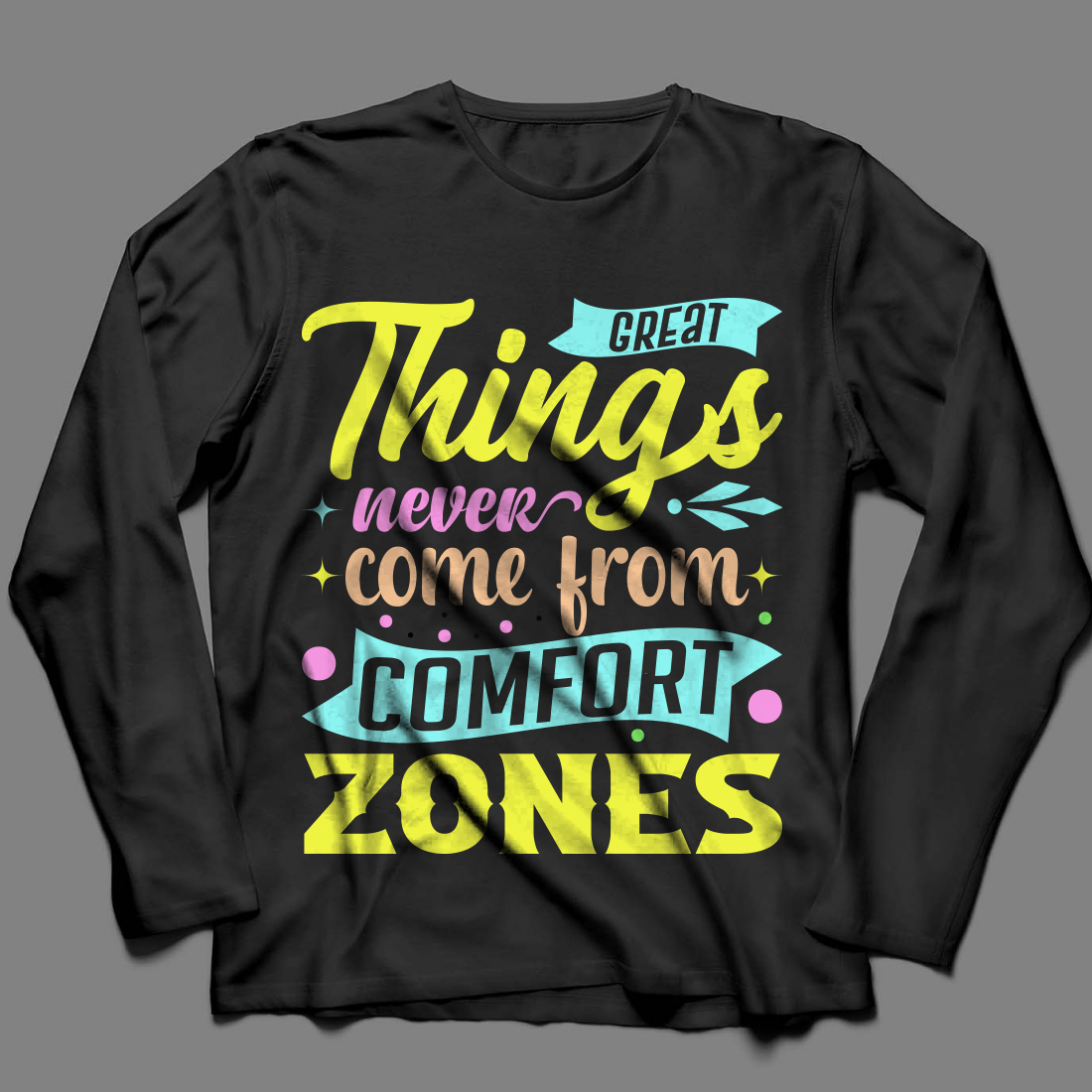 Great Things Typography T-Shirt Design cover image.