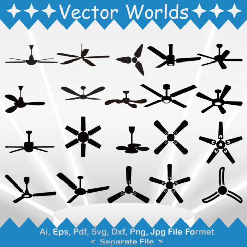 A selection of amazing vector images of a ceiling fan.