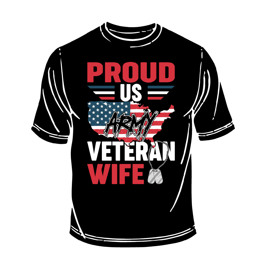 T-shirt Proud US Army Veteran Wife Design cover image.