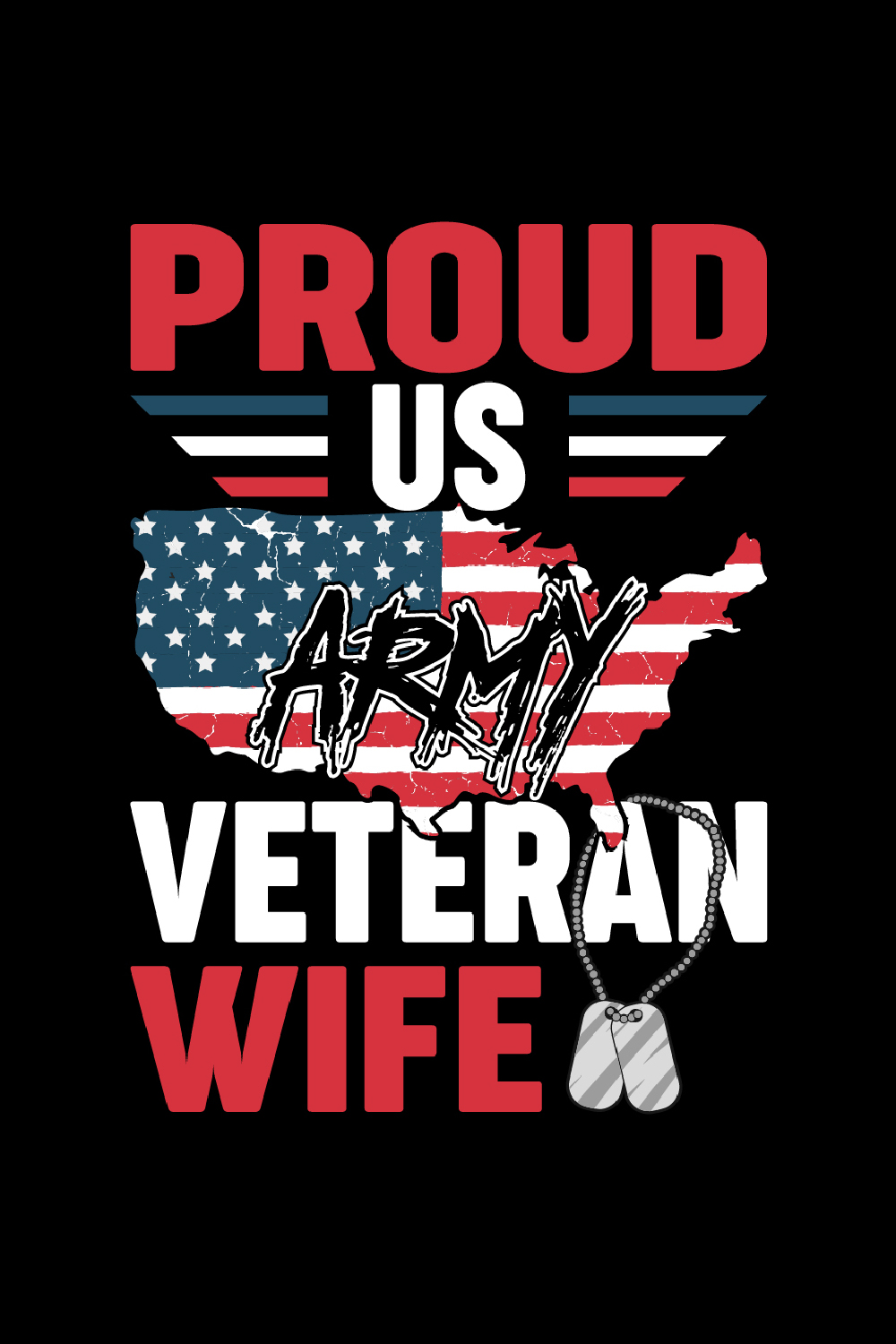 T-shirt Proud US Army Veteran Wife Design pinterest image.