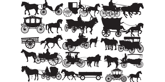 Set of charming vector image of carriages.