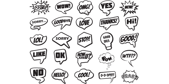 A selection of irresistible vector image stickers with an inscription in black