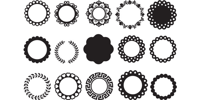 Set of Beautiful Circle Monogram Silhouette Vector Images.