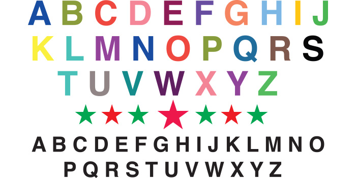 Set of charming vector images of capital letters.
