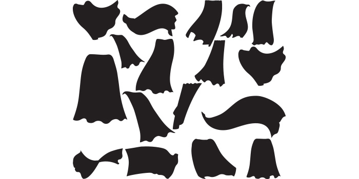 Collection of amazing vector image silhouettes of cloth flying