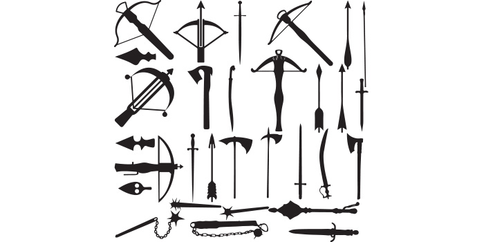 Collection of beautiful images of silhouettes of old edged weapons