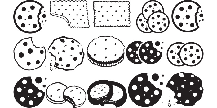 A selection of irresistible vector image silhouettes of cookies