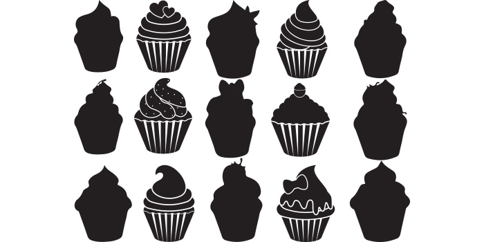 Collection of beautiful images of cupcakes silhouettes