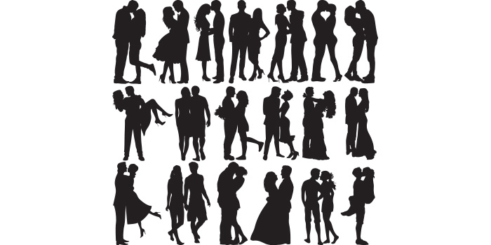 A selection of irresistible vector image silhouettes of couple