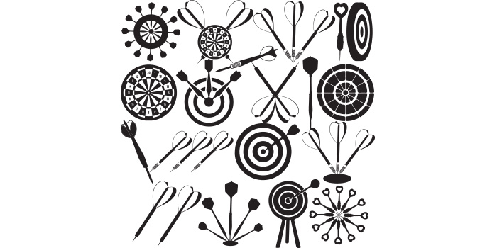 A selection of unique images of darts silhouettes