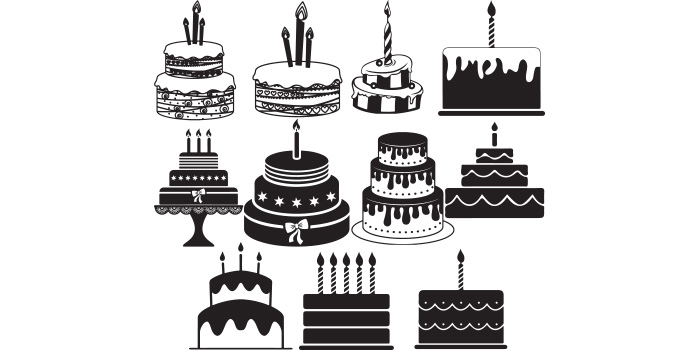 Bundle of exquisite images of birthday cake silhouettes