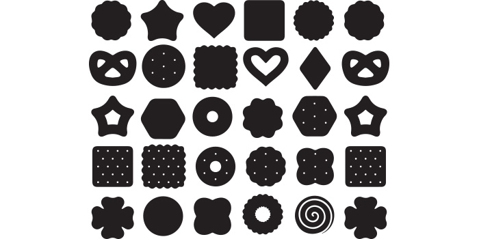 Set of wonderful vector images of cookie silhouettes