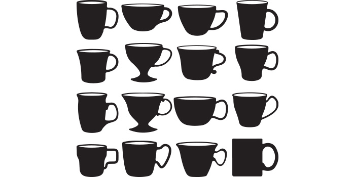 A selection of unique vector images of coffee mug silhouettes