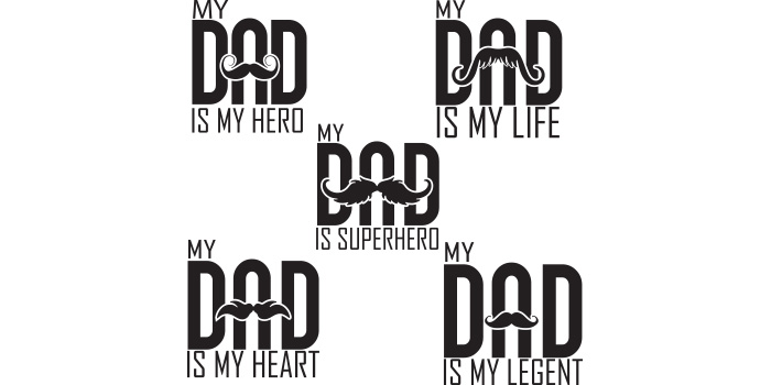 A selection of unique black inscriptions on the theme of dad