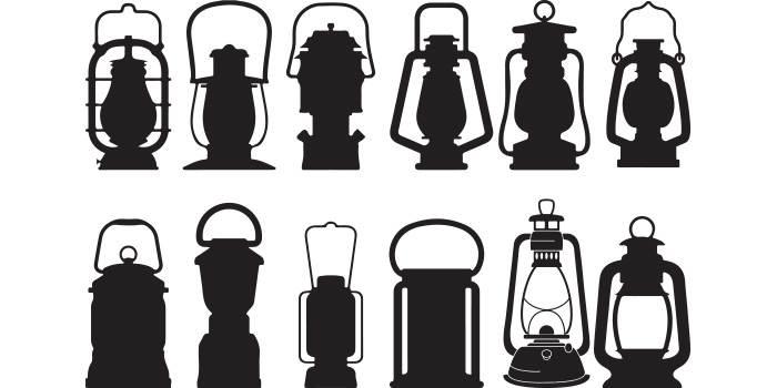 Adorable camping lantern vector images set.