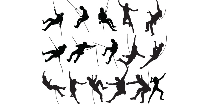 Collection of amazing vector image of climbers silhouettes