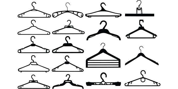 Collection of amazing vector image of clothes hanger silhouettes