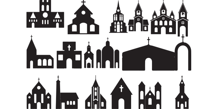 Collection of amazing vector image of christian church.