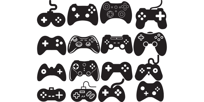 A set of beautiful images of game controller silhouettes