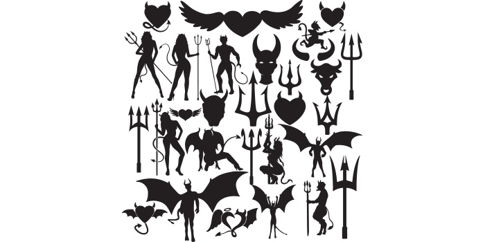 Bundle of exquisite images of devil silhouettes