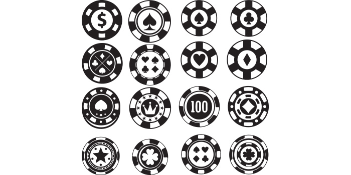 Collection of beautiful vector images of casino chips.