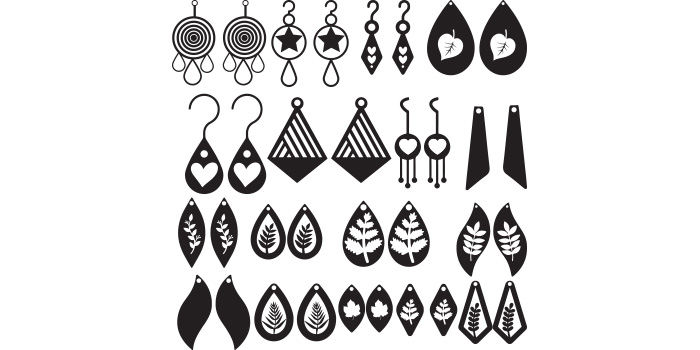 A pack of wonderful images of silhouettes of earrings