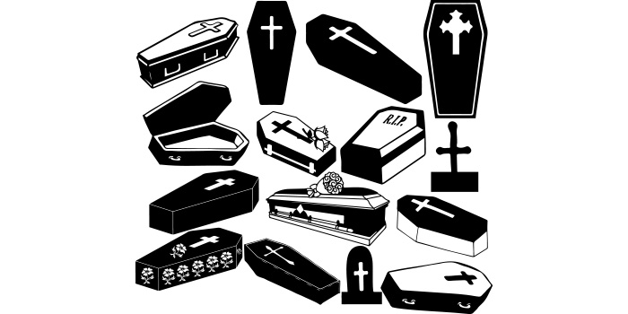 A selection of irresistible vector images of silhouettes of coffins