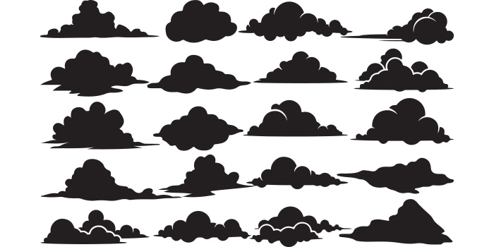 A selection of unique vector images of silhouettes of clouds