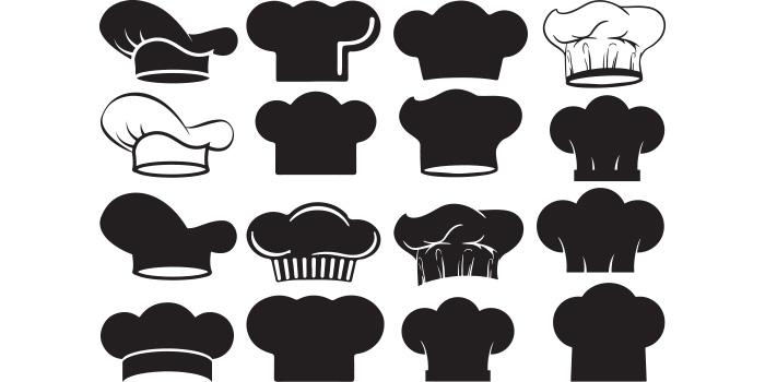 Collection of beautiful vector images of chef's hats.