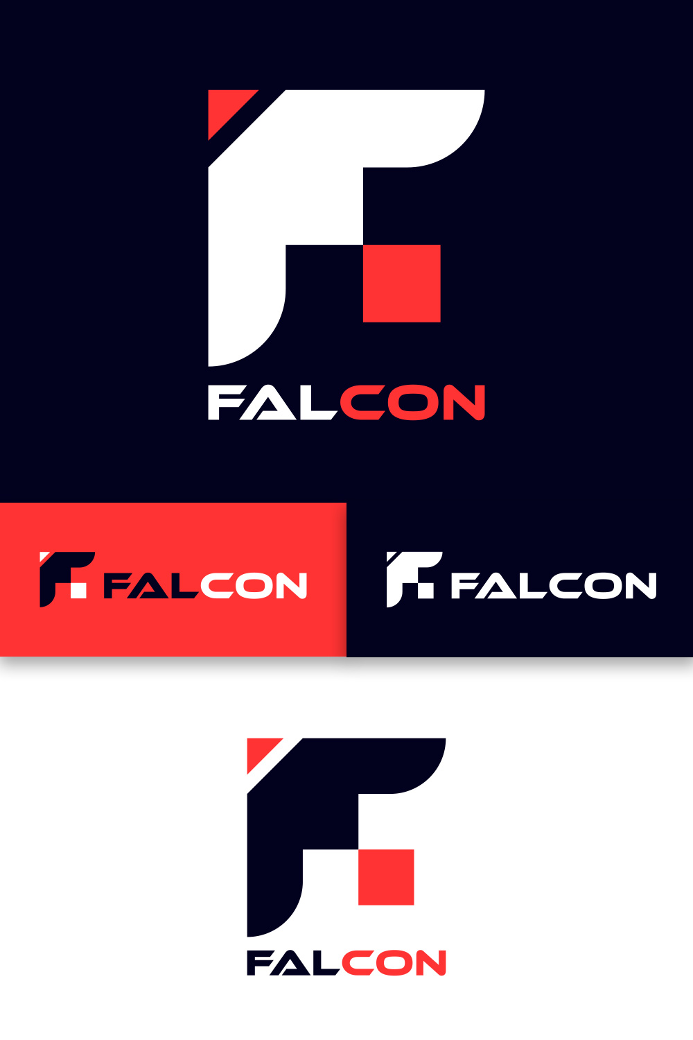 Falcon F Lettter Eagle Logo Design pinterest image.