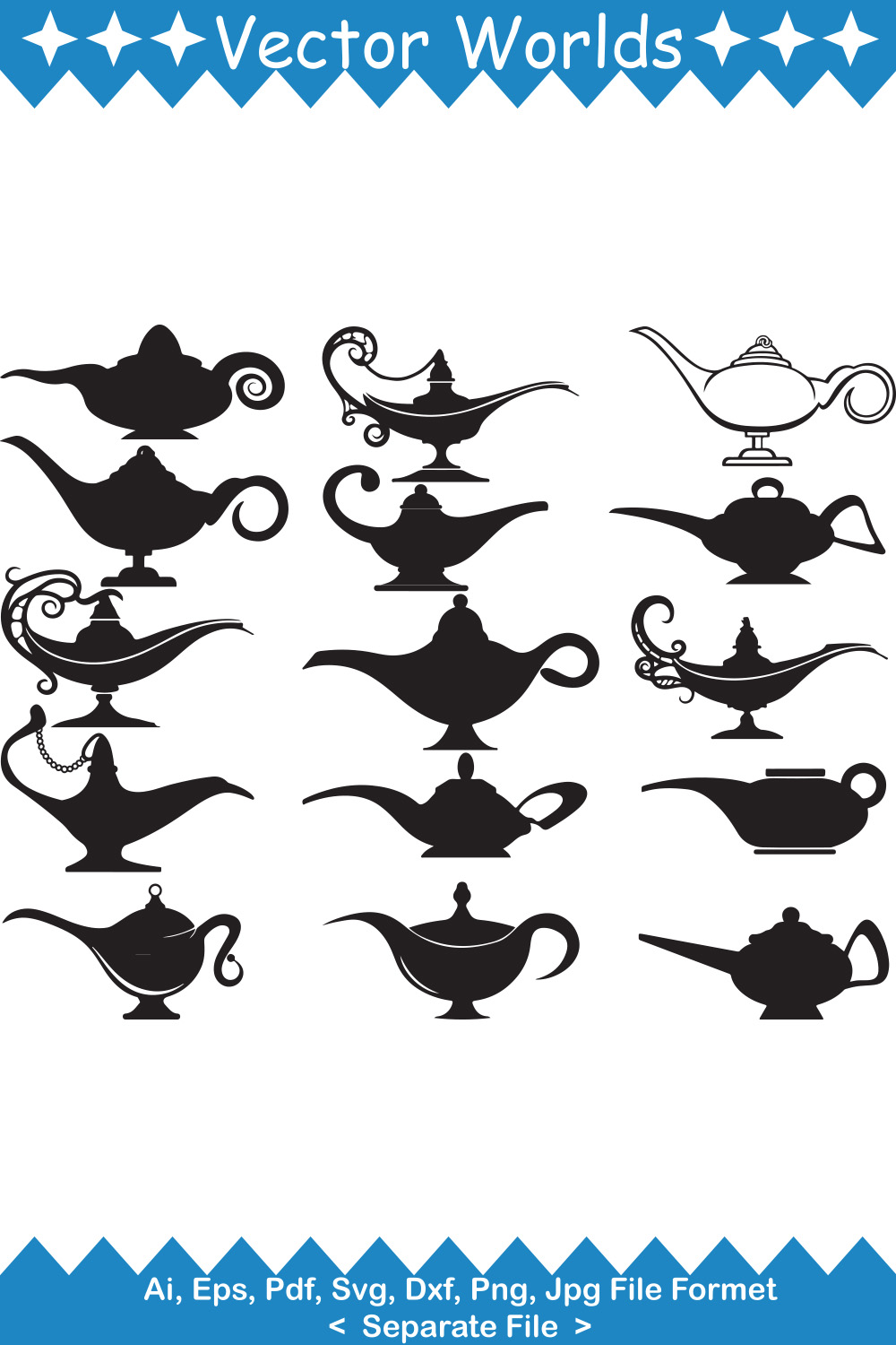 Collection of gorgeous images of genie lamp silhouettes