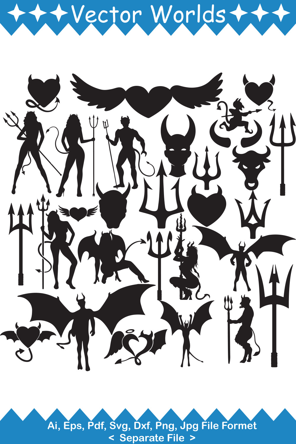 A selection of unique images of devil silhouettes