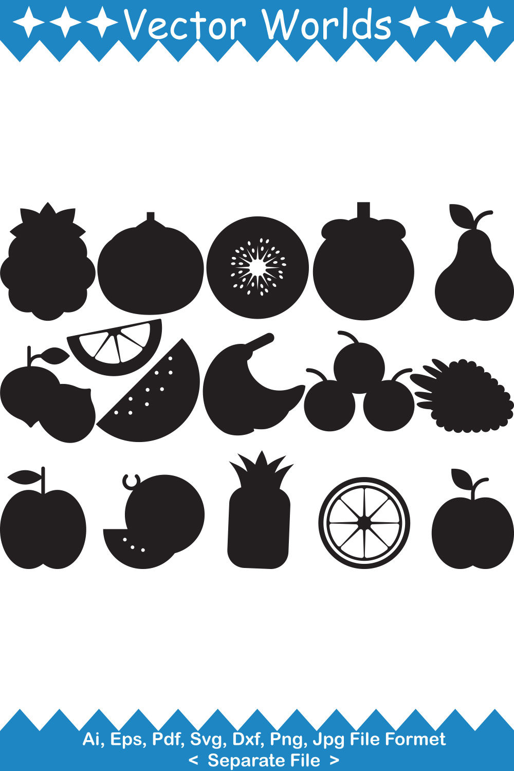 A pack of wonderful fruit silhouette images