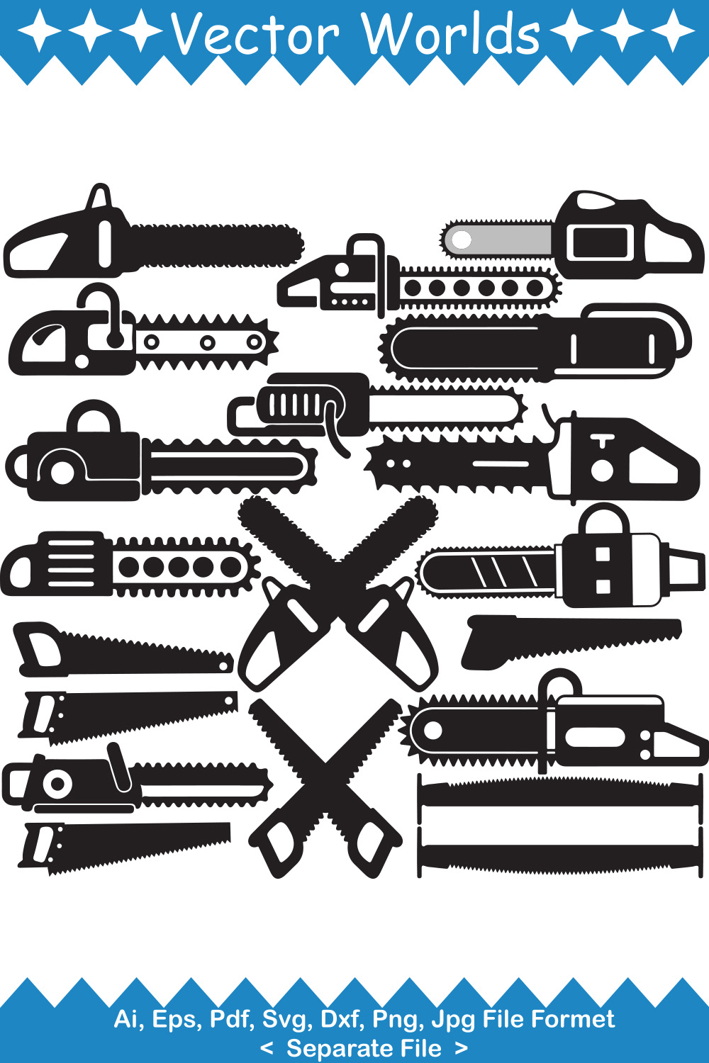 A selection of amazing vector images of chainsaws.